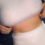 Busty blonde braless sexy white outfit on a night out flashing! gif