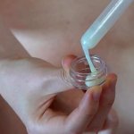 Kinky slut collects pussy juices in vial after she cums hard from hitachi