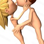 Stockillustratie Toon couple kissing and holding each other. Nude