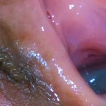Extreme close up! Cum flowing and dripping into pussy!