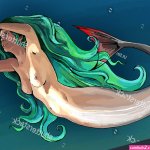 Beautiful Naked Mermaid Flower His Hands: stockillustratie 1186251616