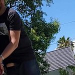 Outdoor quickie got caught by a neighbour looking over the wall