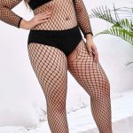 2025 Hot Selling Plump Womens Sexy Revealing Lingerie Transparent Plus Size Lady Fishnet Jumpsuit Hollow Bodystocking