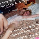Cheating Getting Ready Group Sex Humiliation Hotwife Caption 568885: Photo of slutty wife in bed before scheduled hotel gang bang