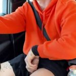 Beautiful Thighs Guy Wanks and Cums in His Car: Gay Amateur Porn
