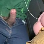 Delivery guy practice fuck with sex toy before going to work.