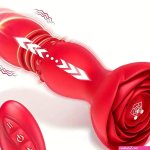 Thrusting Anal Butt Plug Vibrating Remote Control Rose Sex Toy