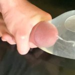 Horny Guy Moaning while Fucking his Own Hand and Cum alot inside Condom filled with Water