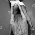 Female Body. Lesbian Girls Touch Ass. Sex Touch Buttocks. Woman Ass. Woman Lingerie. Stock Photo