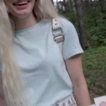 Blondi teini Belle Niko saa munaa vaellettaessa metsss pov