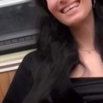 Hot brunette playing with pussy on Metro North New Years Eve on a public train
