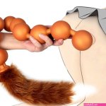 Long Anal Beads Silicone Tail Butt Plug