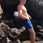 2 guys masturbation after each other t the sea-side