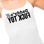 Knaughty Knickers Daddys Little Fuck Toy Lil Fucktoy Play Thing Brat White Camisole Tank Top Adult Flirty Fun at Amazon Womens Clothing store