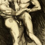 Untitled Two male nudes wrestling Charles Nodrum Gallery
