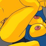 Police Marge tries to arrest Snake but he fucks her.