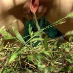 Closeup Pussy Peeing Outside In the Grass From Behind