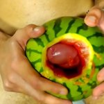 Fucking a watermelon until I cum inside it