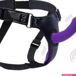 : 5 Inch Vibrating Strap On Dildo Harness Set for Women and MenLesbian Sex Toys with Adjustable Strapon HarnessRechargeable Vibrator with 10 Modes Remote ControlPurple : Health Household