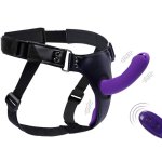 : 5 Inch Vibrating Strap On Dildo Harness Set for Women and MenLesbian Sex Toys with Adjustable Strapon HarnessRechargeable Vibrator with 10 Modes Remote ControlPurple : Health Household