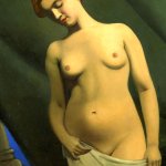Femme nue rideau vert Nude Woman Green Curtain