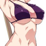 dark eyes short hair dark hair smiling underboob nipple bulge big boobs Tomohiro Kai closed mouth standing collarbone armpits skinny anime portrait display Joukamachi no Dandelion Sakurada Kanade bikini anime girls simple