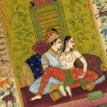 Indian Mughal Miniature Painting of Emperor Semi Nude Empress in Love Scene Art on Paper 5.5x8 Inches Nude Couple Kamasutra Art Painting